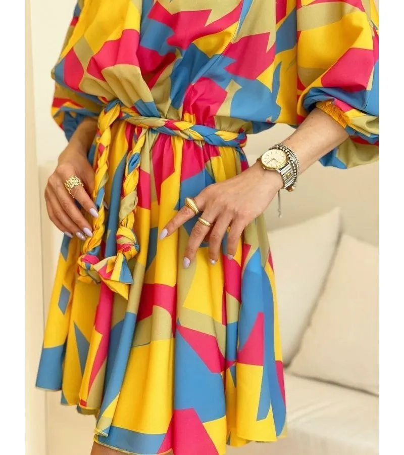VESTIDO LARGO MEDIO DE MUJER DE LUJO  21324  AMARILLO/COLOR