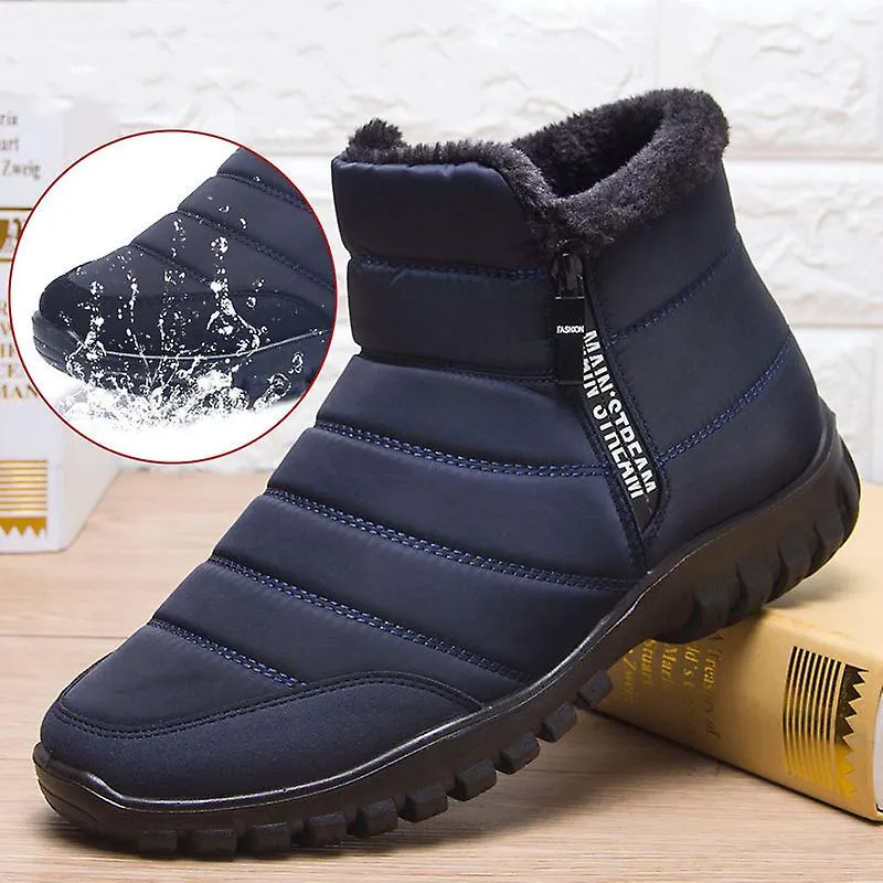 Winter Snow Boots Men Women Waterproof Down Ankle Boots Lightweight Non Slip Casual Snow Shoes Zip Thick Plush Warm Fur Booties