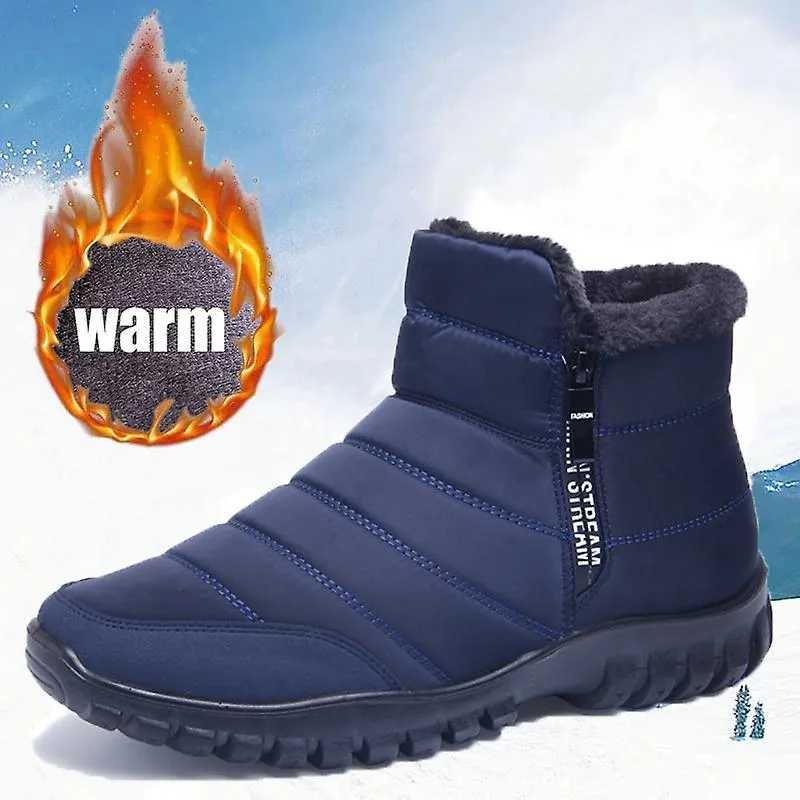 Winter Snow Boots Men Women Waterproof Down Ankle Boots Lightweight Non Slip Casual Snow Shoes Zip Thick Plush Warm Fur Booties