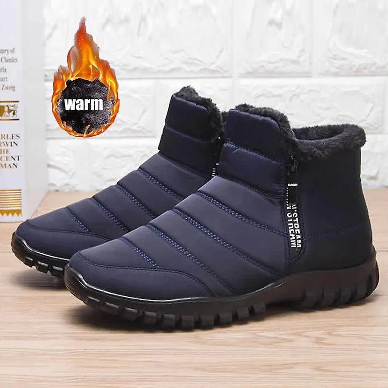 Winter Snow Boots Men Women Waterproof Down Ankle Boots Lightweight Non Slip Casual Snow Shoes Zip Thick Plush Warm Fur Booties