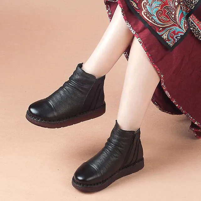 WOMEN'S WINTER SNOW BOOTS GENUINE LEATHER VINTAGE MOTHER BOOT ANKLE BOOTS FOR WOMEN FUR CASUAL WOMAN SHOES NONSLIP BOOT