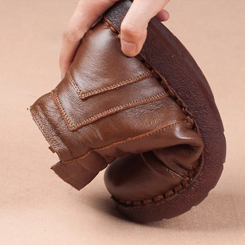 WOMEN'S WINTER SNOW BOOTS GENUINE LEATHER VINTAGE MOTHER BOOT ANKLE BOOTS FOR WOMEN FUR CASUAL WOMAN SHOES NONSLIP BOOT