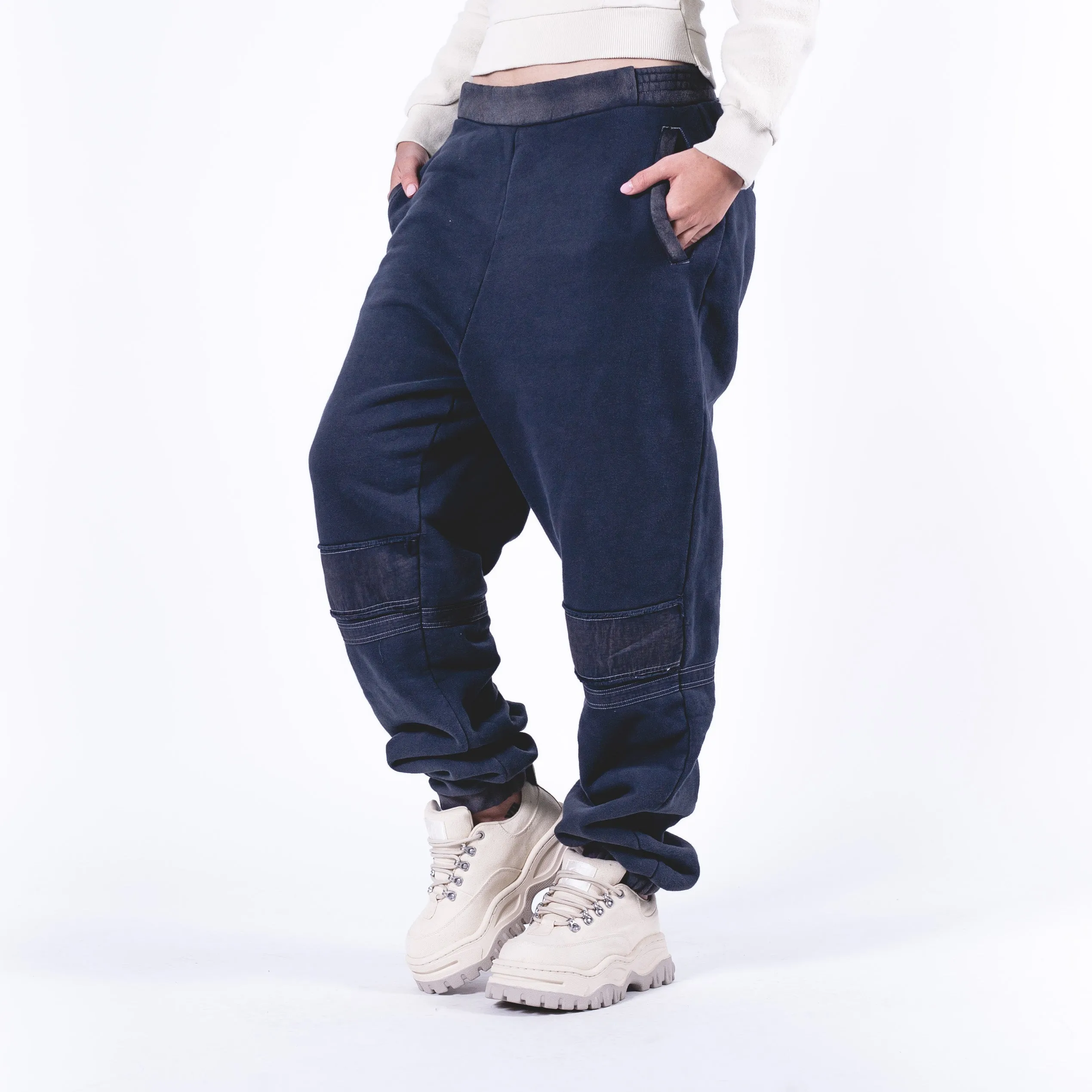 Woven Pant Bleach Patchwork Pants Black