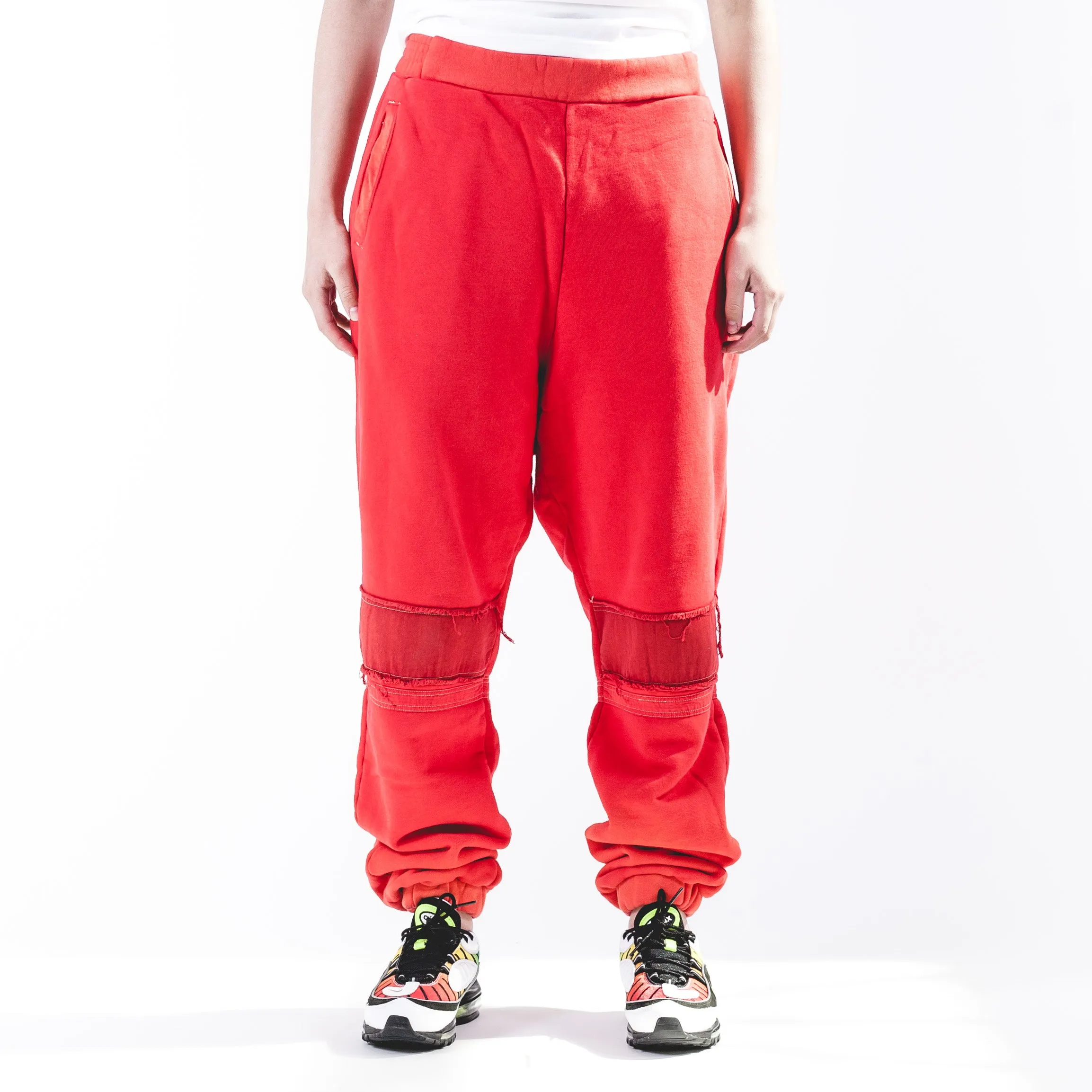 Woven Pant Bleach Patchwork Pants Orange