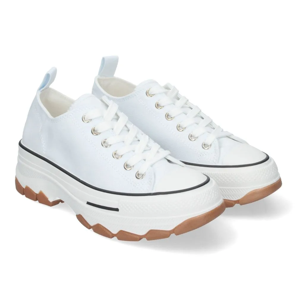 Zapatilla de Plataforma para Mujer Cómoda Estilo Bamba Material de Lona y Cierre de Cordones