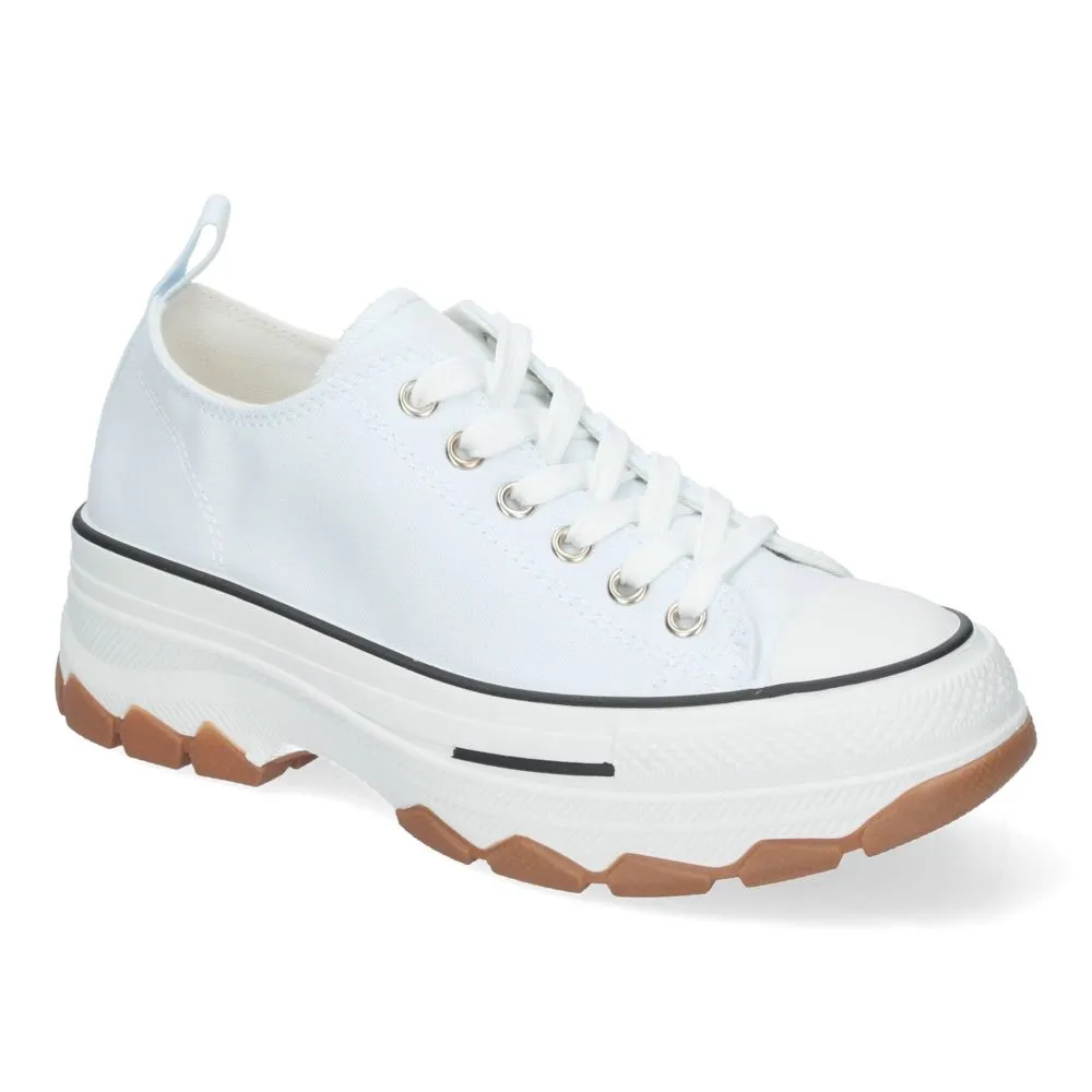 Zapatilla de Plataforma para Mujer Cómoda Estilo Bamba Material de Lona y Cierre de Cordones