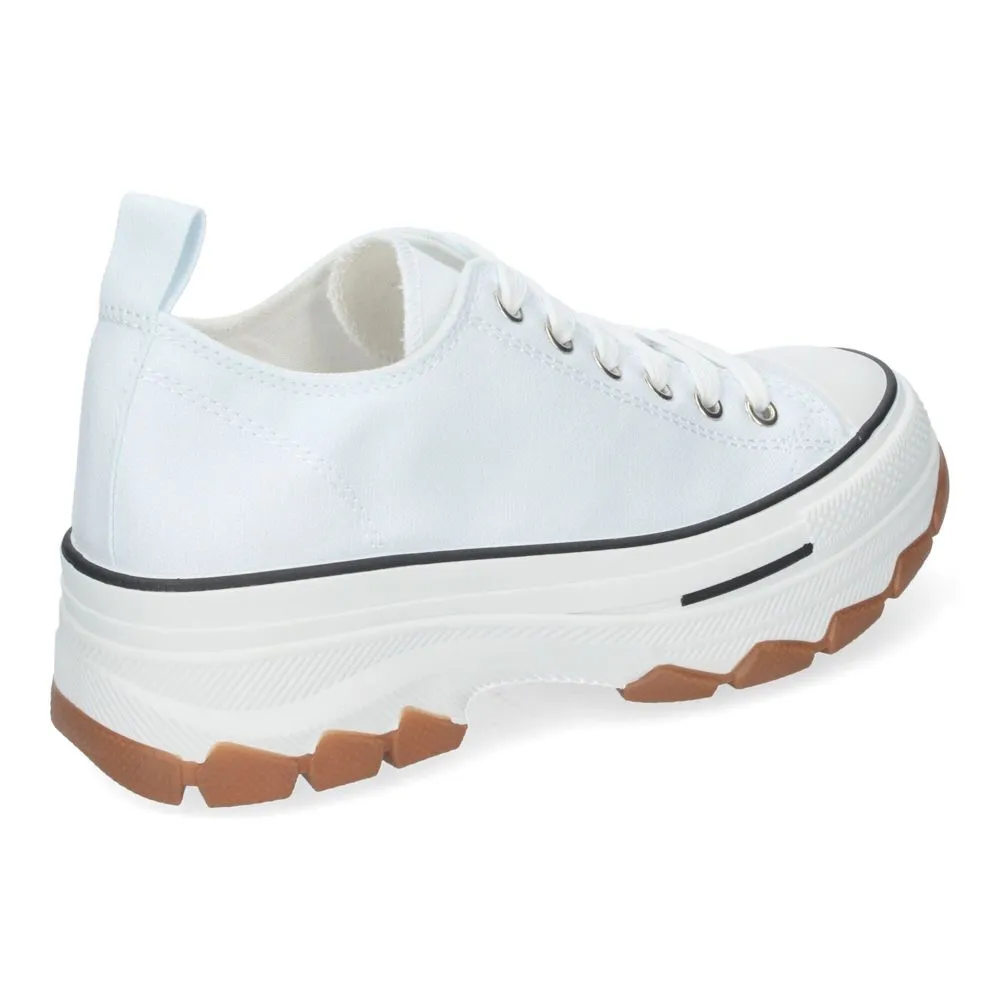 Zapatilla de Plataforma para Mujer Cómoda Estilo Bamba Material de Lona y Cierre de Cordones