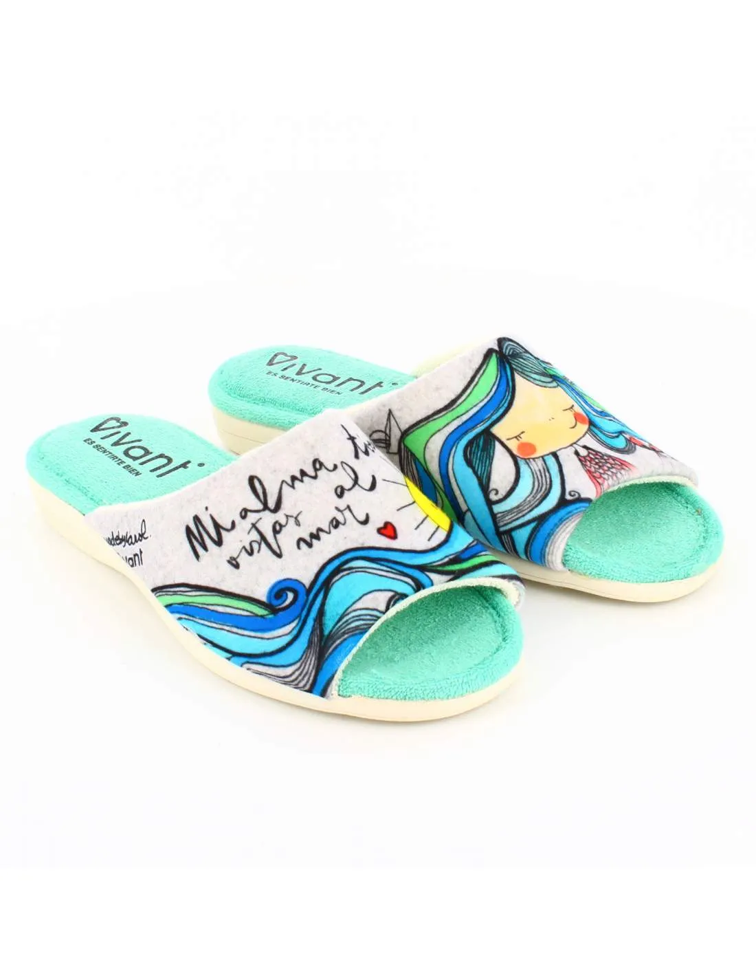 Zapatillas de Casa "Mi alma tiene vistas al mar" Gris
