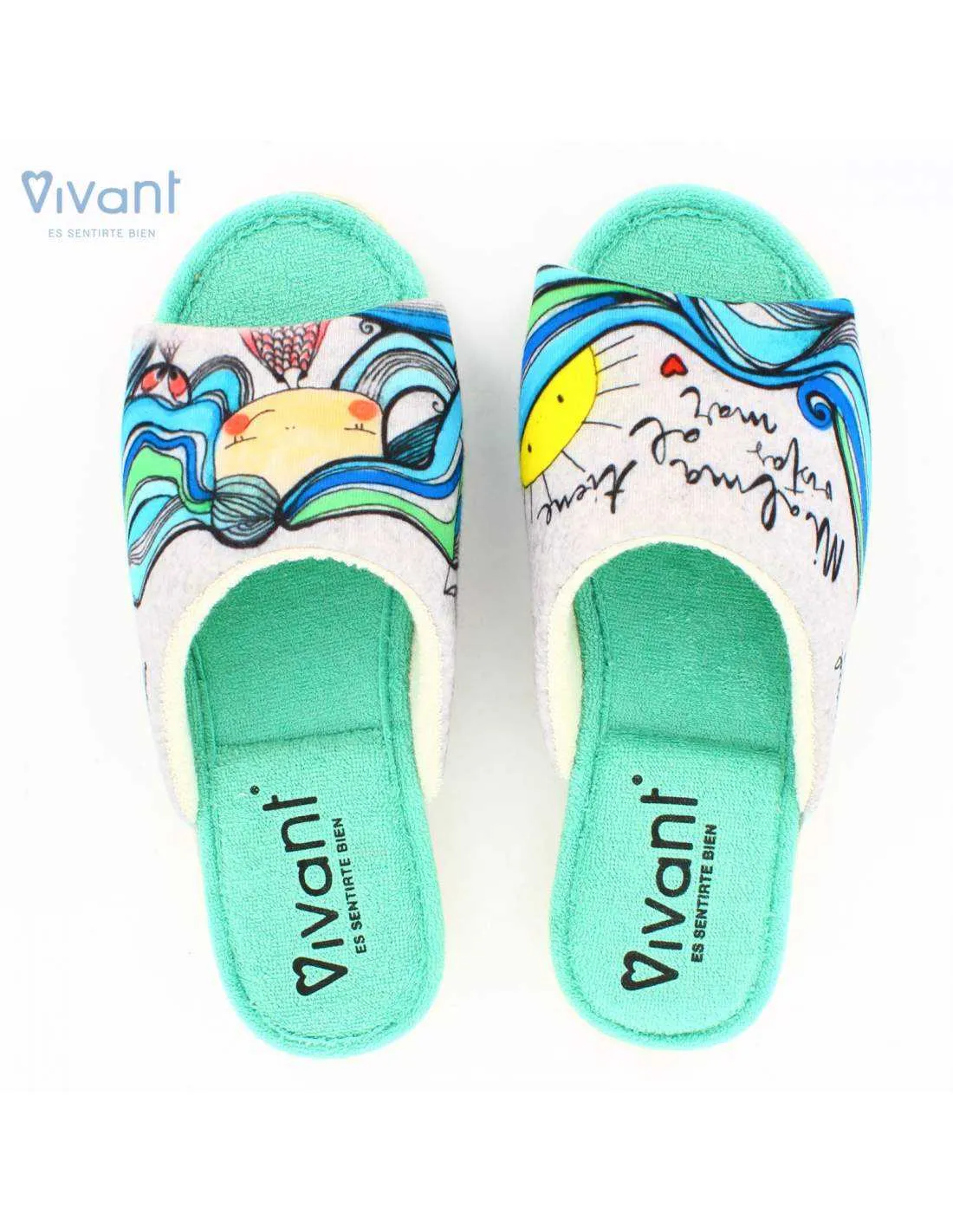 Zapatillas de Casa "Mi alma tiene vistas al mar" Gris