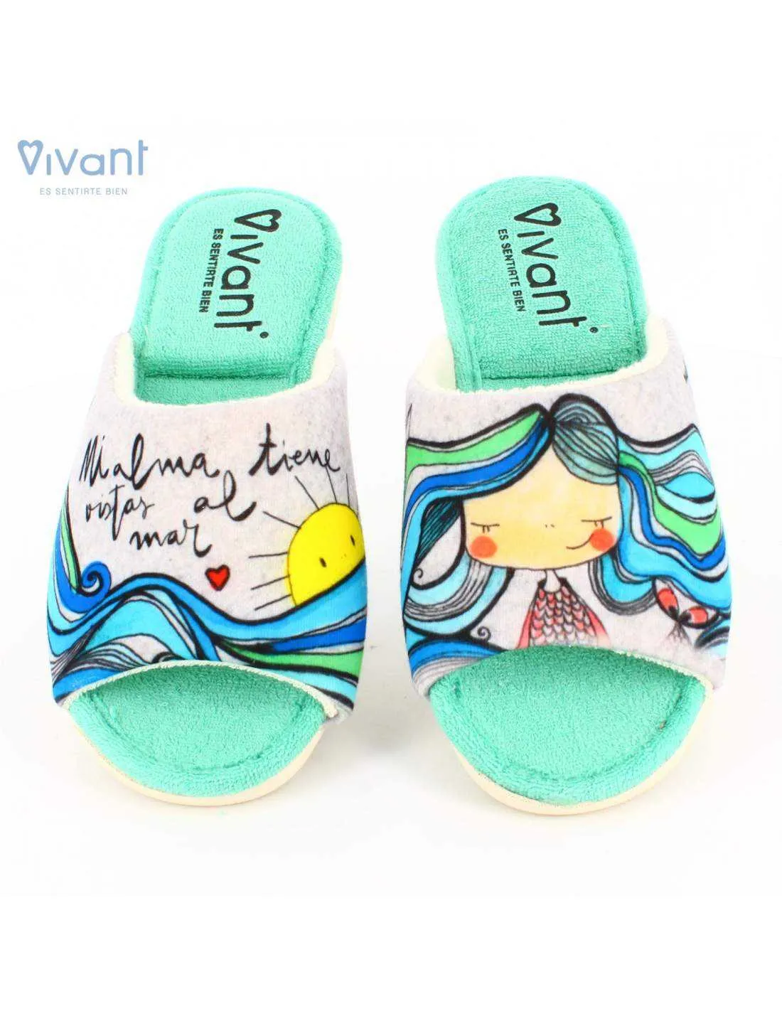 Zapatillas de Casa "Mi alma tiene vistas al mar" Gris