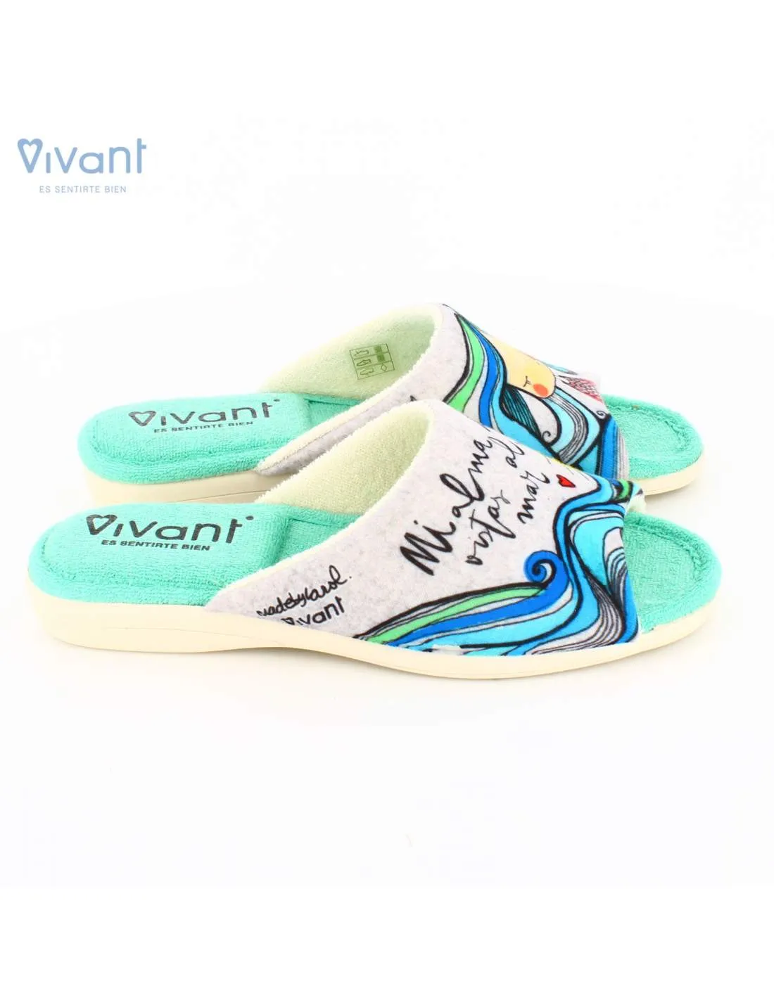 Zapatillas de Casa "Mi alma tiene vistas al mar" Gris