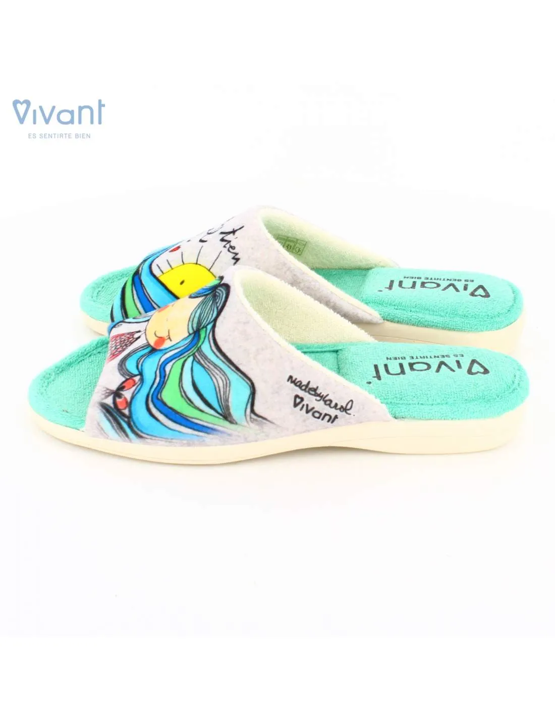 Zapatillas de Casa "Mi alma tiene vistas al mar" Gris