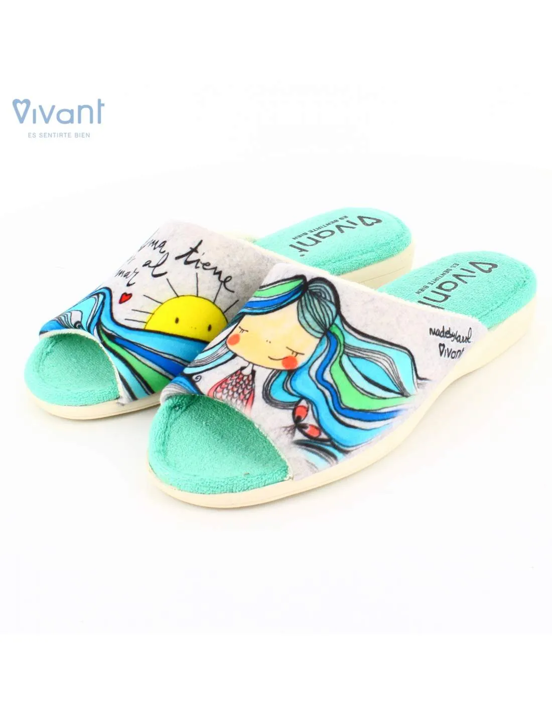 Zapatillas de Casa "Mi alma tiene vistas al mar" Gris