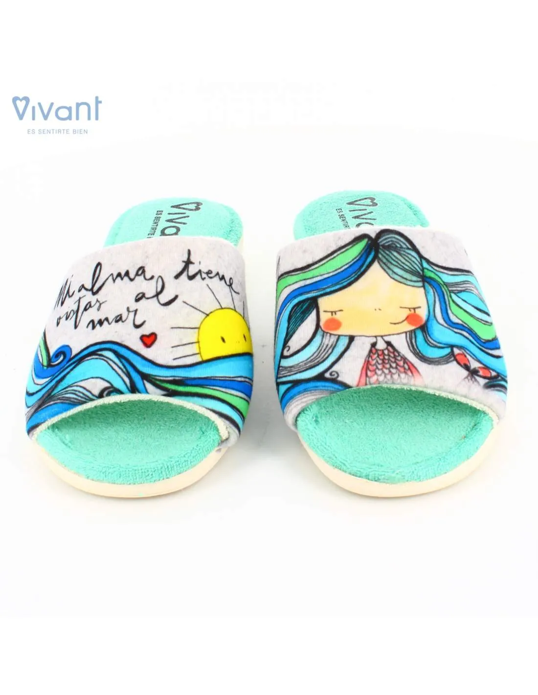 Zapatillas de Casa "Mi alma tiene vistas al mar" Gris