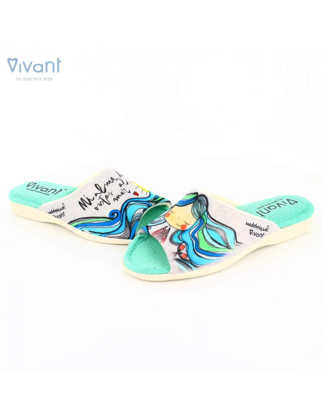 Zapatillas de Casa "Mi alma tiene vistas al mar" Gris