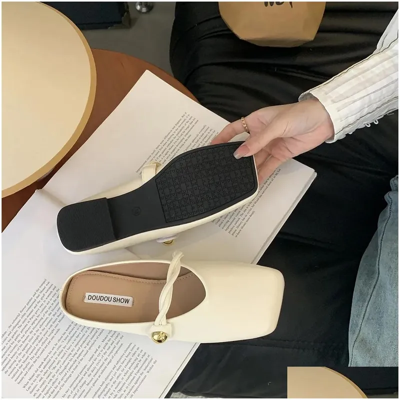 Zapatillas Flats French Flats Classic Women PU PU Color cuadrado Tonado cuadrado Tamaño informal Drop de entrega Accesorios OT2E
