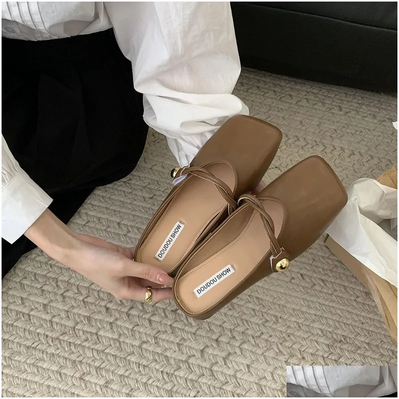 Zapatillas Flats French Flats Classic Women PU PU Color cuadrado Tonado cuadrado Tamaño informal Drop de entrega Accesorios OT2E