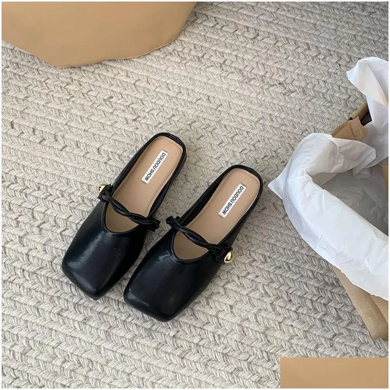 Zapatillas Flats French Flats Classic Women PU PU Color cuadrado Tonado cuadrado Tamaño informal Drop de entrega Accesorios OT2E