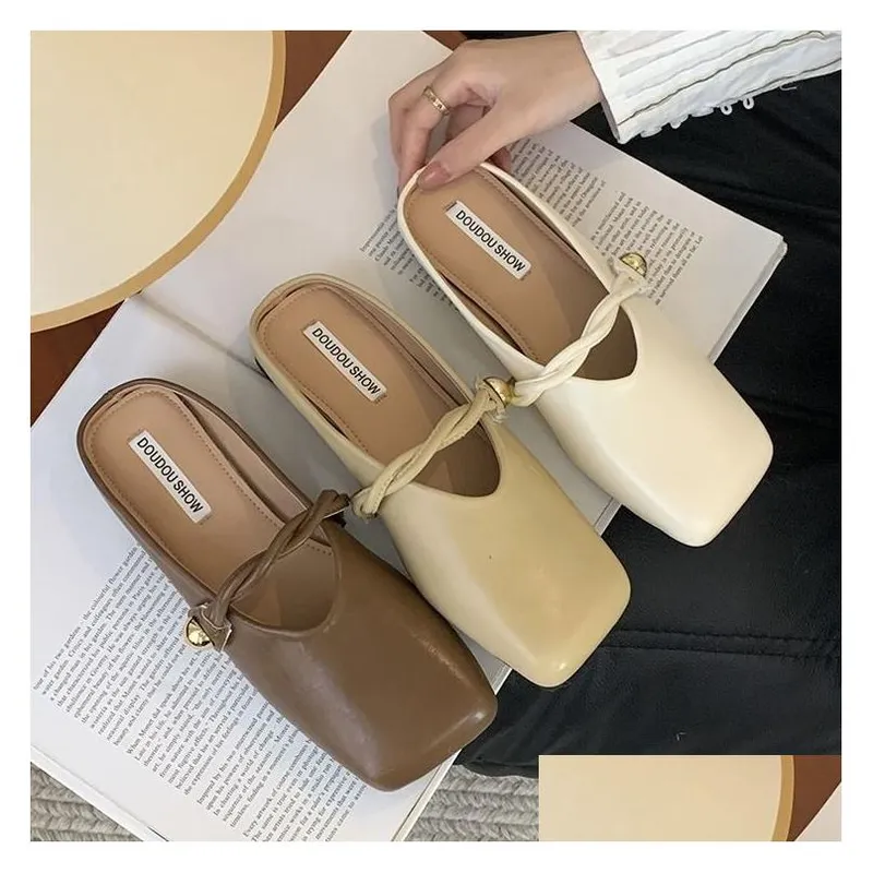Zapatillas Flats French Flats Classic Women PU PU Color cuadrado Tonado cuadrado Tamaño informal Drop de entrega Accesorios OT2E