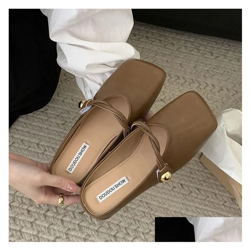 Zapatillas Flats French Flats Classic Women PU PU Color cuadrado Tonado cuadrado Tamaño informal Drop de entrega Accesorios OT2E