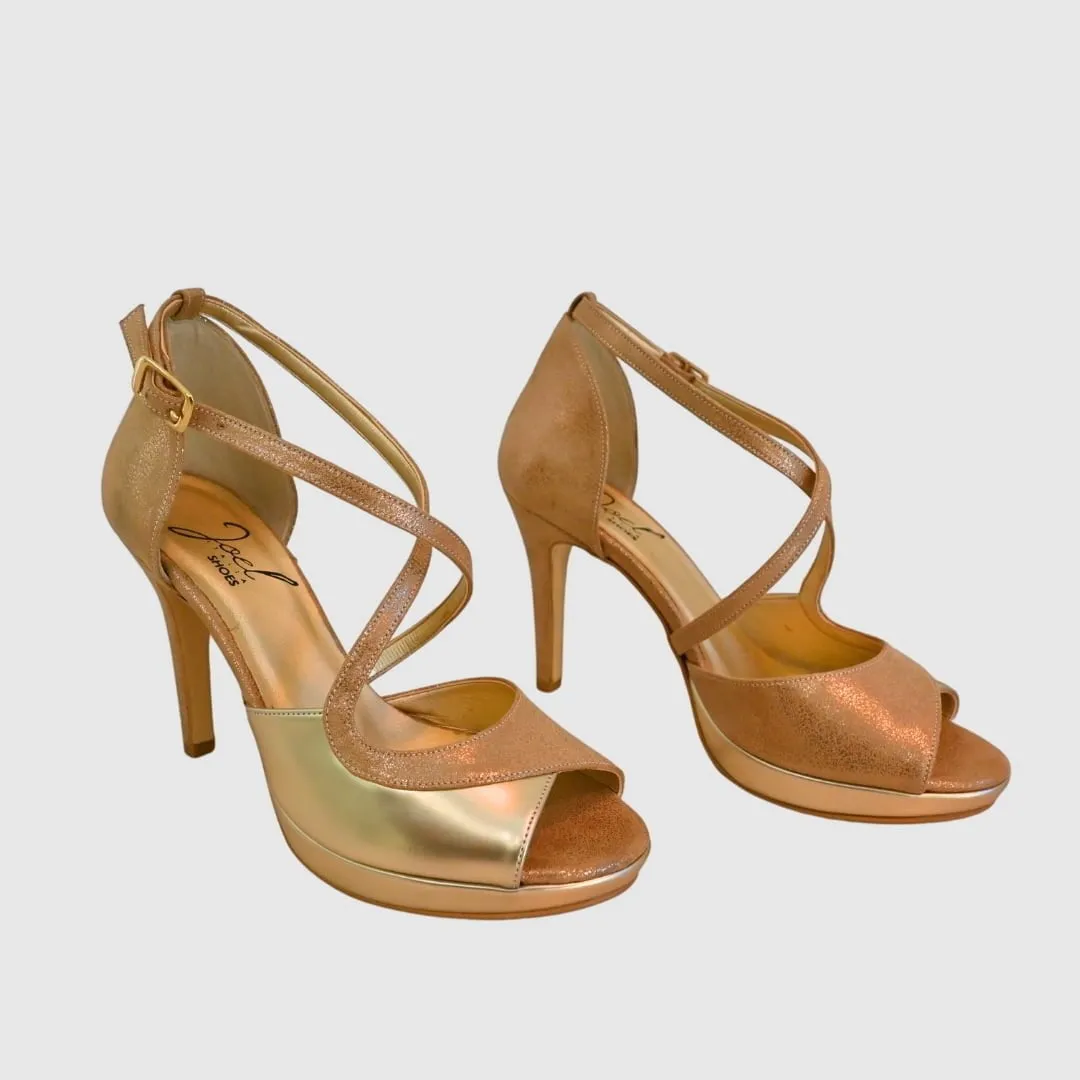Zapato dorado tacón alto | Joel A1000