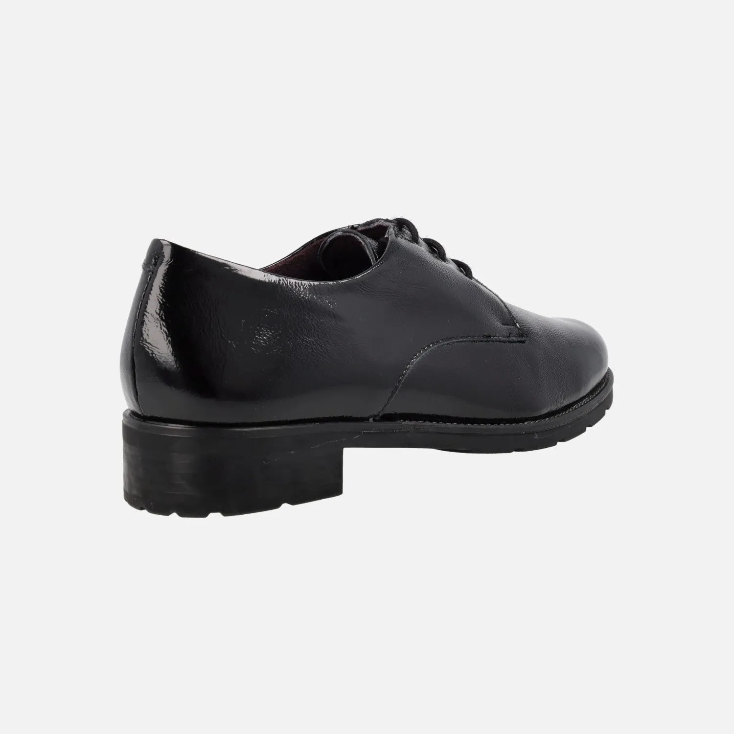 Zapatos confort en charol negro con cierre de cordones