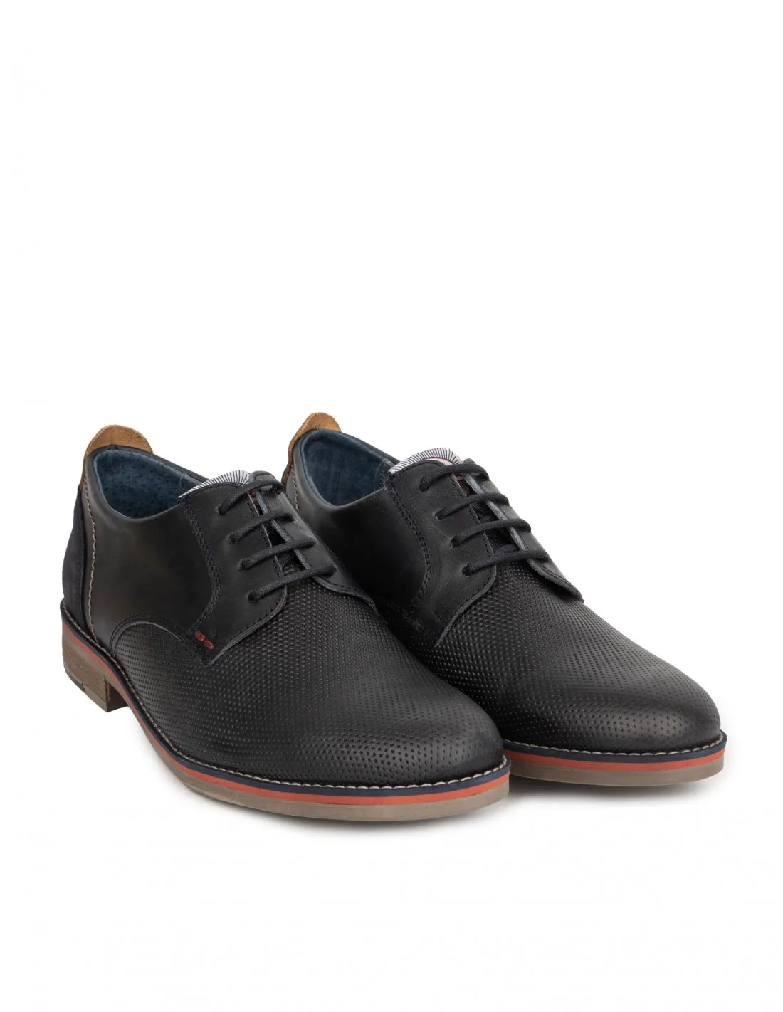 Zapatos Cordones Piel Azul Marino