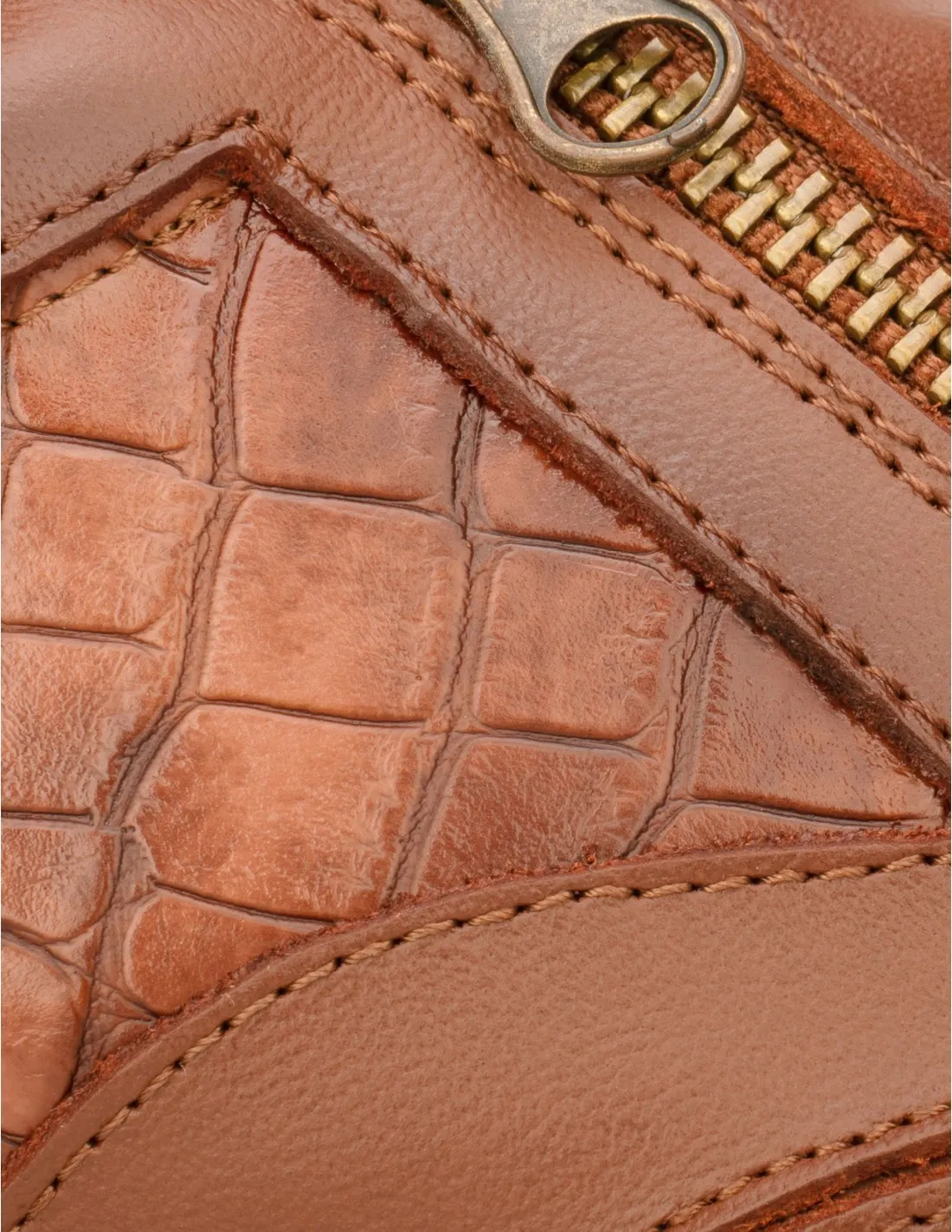 Zapatos Cremallera Cordones Piel Marrón