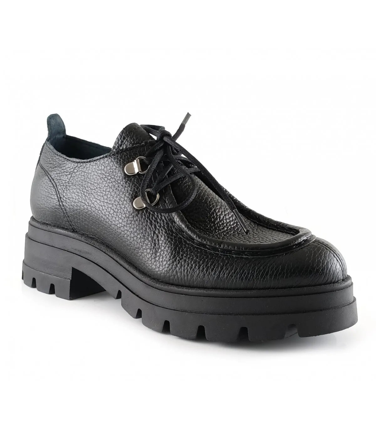 Zapatos estilo wallabee en piel grabada negra